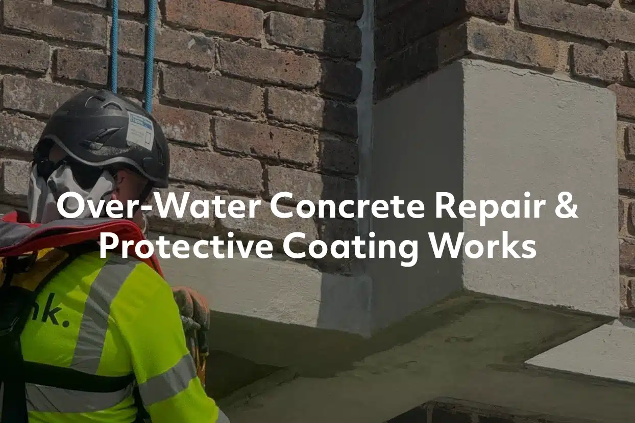 rope access used for concrete repair over water