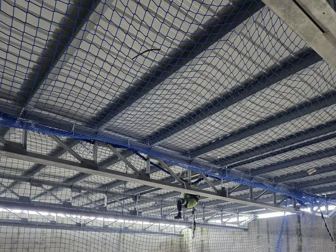 FASET safety netting installed beneath the roof steel at Oldhall ERF